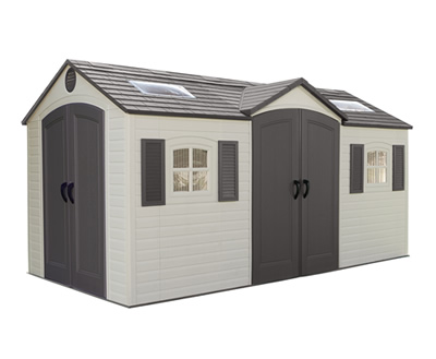 Lifetime 15x8 Plastic Storage Shed Kit w/ Double Doors Lifetime 15x8 Plastic Storage Shed Kit w/ Double Doors