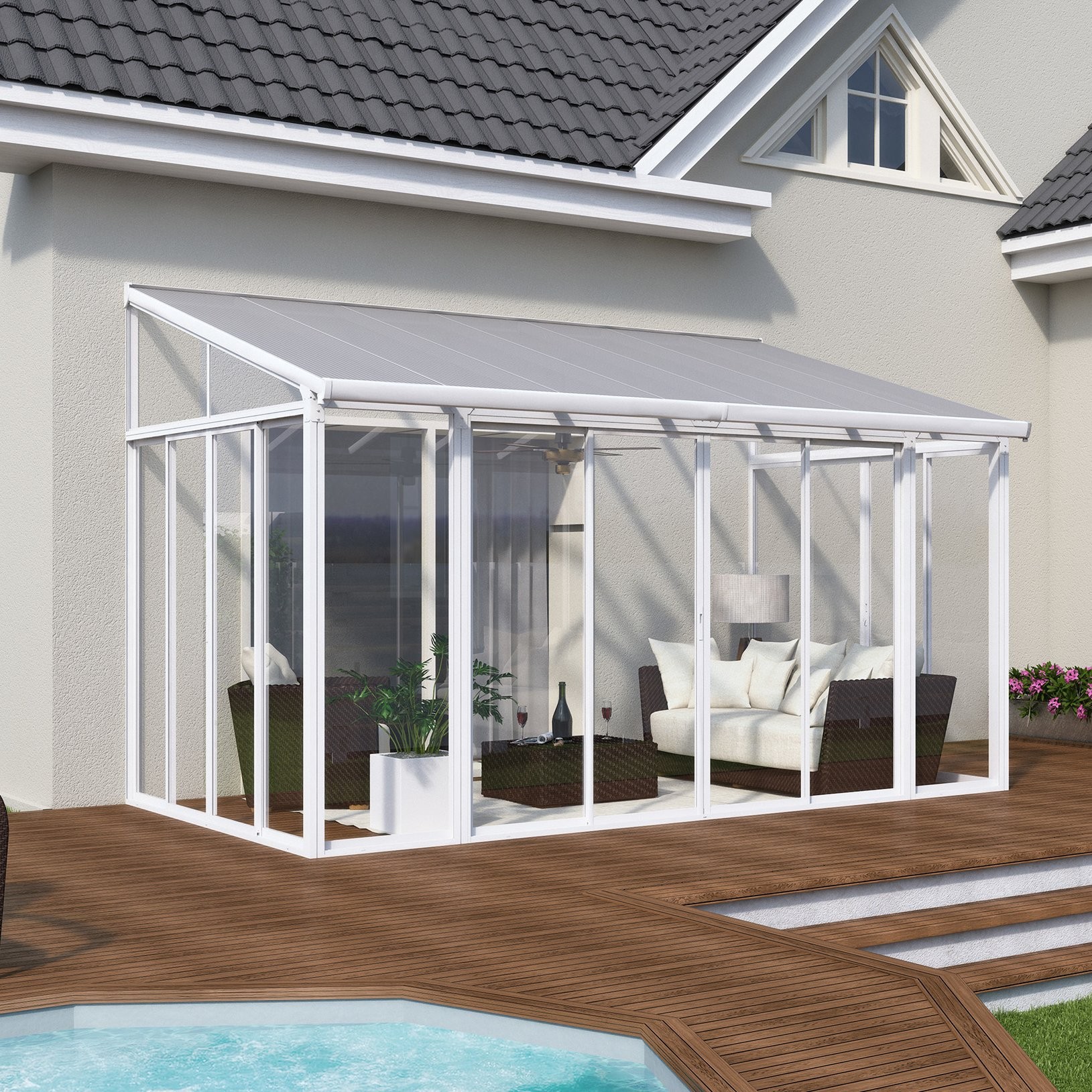 Palram 13x14 San Remo Patio Enclosure Kit - White Palram 13x14 San Remo Patio Enclosure Kit - White